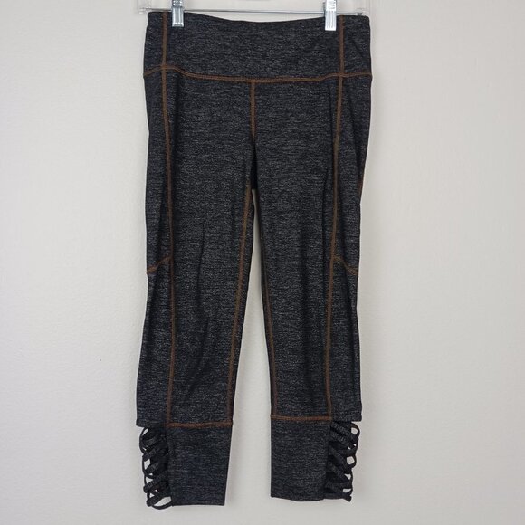 ATHLETA cropped leggings women's size S heather gray mid-rise inner pocket - Picture 2 of 8